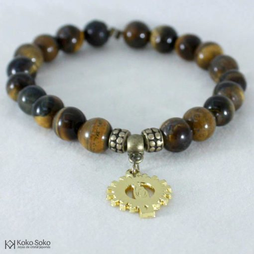 Pulsera ojo de tigre con virgen del pilar