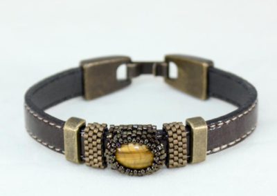 pulsera nara cuero marron con ojo de tigre